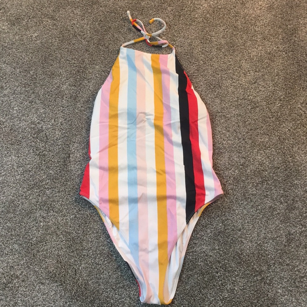 striped one piece swimsuit